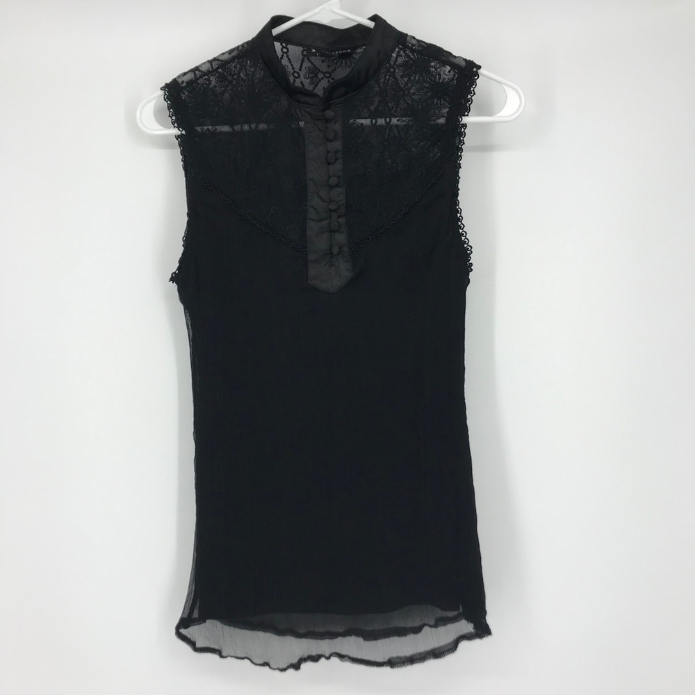 🎉 5/$25 Forever 21 Lace Black Sheer Blouse Size S